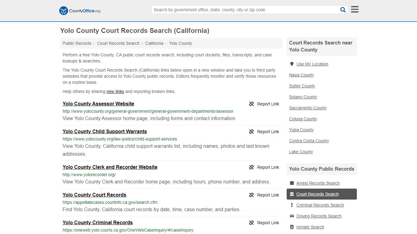 Court Records Search - Yolo County, CA (Adoptions, Criminal, Child ...